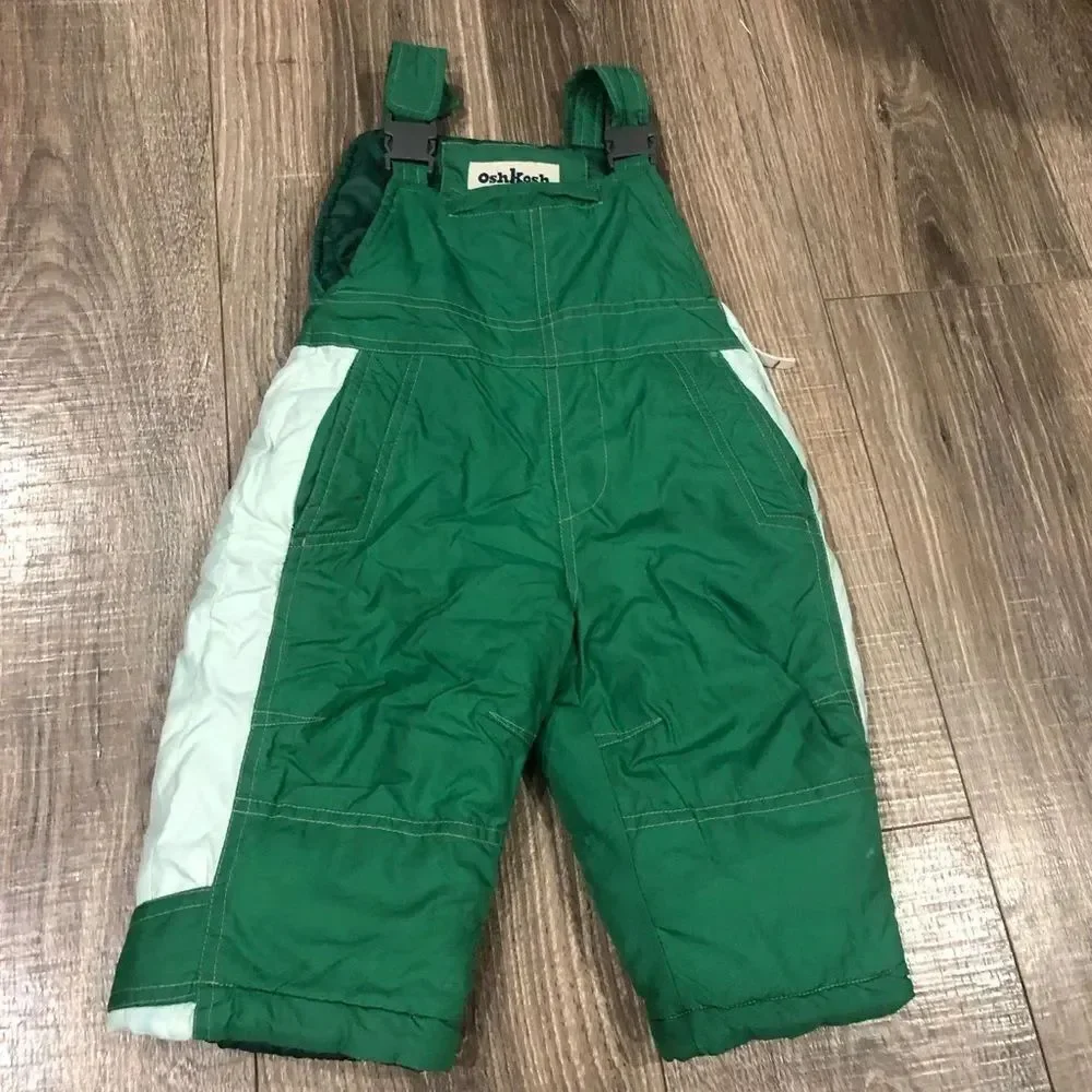 Boys OshKosh B'gosh Snowsuit Size 12M Forest Green and White Snow Set 2 Pieces